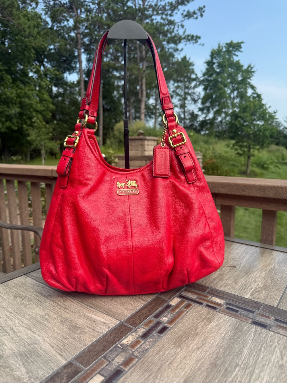 EUC Coach Madison Abigail Shoulder Bag Red Pebbled Leather Vintage Y2K - Picture 3 of 15